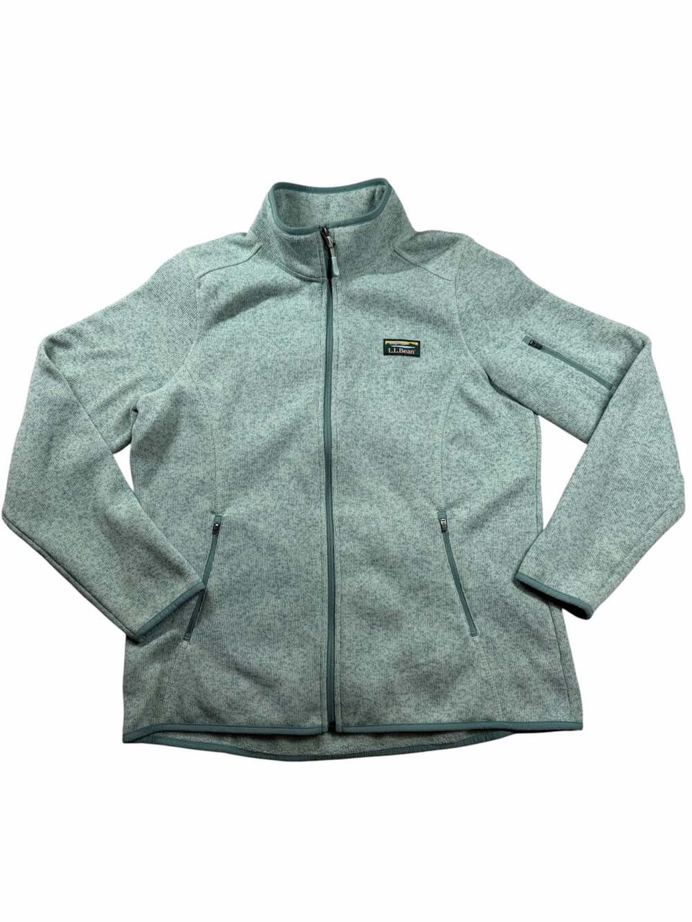 L.L.Bean Women’s L Sweater Fleece Full Zip Jacket Seafoam Green Outdoor